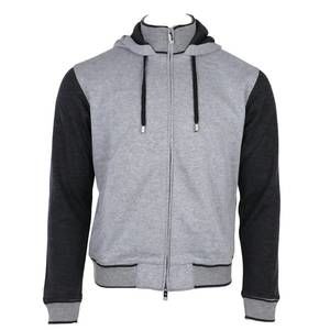 NEW PASHMERE men's knitted fully zippered jogging hoodie in grey/black